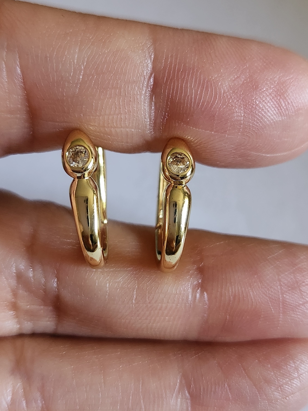 New 18K Gold Plated Diamond Hoop Earrings for Women